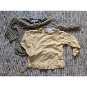 Two Zara Kids Cotton Long Sleeve Tees - Yellow and Green Size 12-18 Months